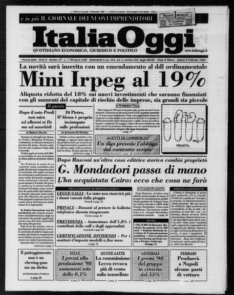 Italia oggi : quotidiano di economia finanza e politica